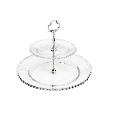 Prato Duplo para Doce em Cristal WOLFF Pearl 32X24CM 35212