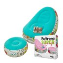 Ver imagem 3 de Poltrona Inflável Super Lounge Grafite com Puff Aveludado Vg Plus Azul