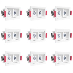 9 Mini Spot Downlight Duplo Led Embutir Varanda 3000k Bet57