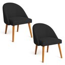 Ver imagem 1 de Kit 02 Cadeiras Poltrona de Jantar Luna Suede Preto Pés Palito Castanho