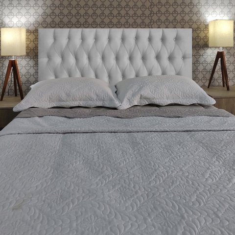 Cabeceira Painel Capitone Vintage Suede Liso Branco 140 x 60 RBL