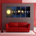 Ver imagem 2 de Quadro Decorativo Universo Planetas Galáxias Sistema Solar Mosaico 5 Peças Com Moldura