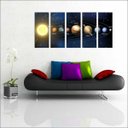 Ver imagem 1 de Quadro Decorativo Universo Planetas Galáxias Sistema Solar Mosaico 5 Peças Com Moldura