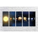 Ver imagem 5 de Quadro Decorativo Universo Planetas Galáxias Sistema Solar Mosaico 5 Peças Com Moldura