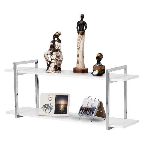 Nicho Sala e Quarto Cromado Com Prateleiras Branco 100cm