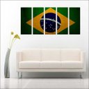Ver imagem 3 de Quadro Decorativo Bandeira Do Brasill Países Salas Interiores Mosaico 5 Peças Com Moldura