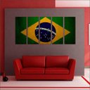 Ver imagem 4 de Quadro Decorativo Bandeira Do Brasill Países Salas Interiores Mosaico 5 Peças Com Moldura