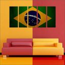 Ver imagem 2 de Quadro Decorativo Bandeira Do Brasill Países Salas Interiores Mosaico 5 Peças Com Moldura