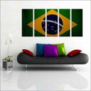 Ver imagem 1 de Quadro Decorativo Bandeira Do Brasill Países Salas Interiores Mosaico 5 Peças Com Moldura