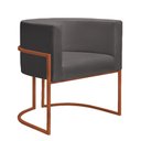 Ver imagem 2 de Poltrona Reforçada Decorativa Sala Nayara Base Ferro Bronze Suede Cinza