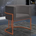 Ver imagem 1 de Poltrona Reforçada Decorativa Sala Nayara Base Ferro Bronze Suede Cinza