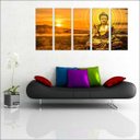 Ver imagem 2 de Quadro Decorativo Buda Budismo Budista Salas Interiores Mosaico 5 Peças Com Moldura