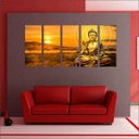 Ver imagem 5 de Quadro Decorativo Buda Budismo Budista Salas Interiores Mosaico 5 Peças Com Moldura