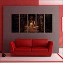 Ver imagem 4 de Quadro Decorativo Buda Budismo Budista Salas Interiores Mosaico 5 Peças Com Moldura