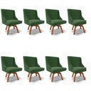 Ver imagem 1 de Kit 8 Cadeiras Estofadas Giratória para Sala de Jantar Lia Suede Verde - Ibiza