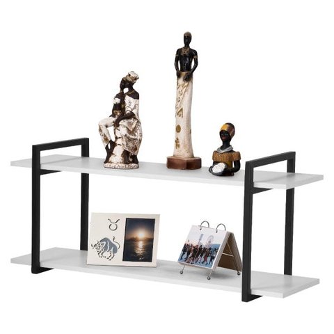 Nicho Sala e Quarto Preto com Prateleiras Branco 100cm
