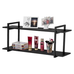 Nicho Sala e Quarto Preto Com Prateleiras Preto 100cm - 2 Nicho Sala e Quarto Preto Com Prateleiras Preto 100cm - 2