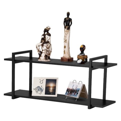 Nicho Sala e Quarto Preto Com Prateleiras Preto 60cm