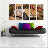 Quadro Decorativo Carros Fusca Vintage Retrô Antigos Salas Quartos Interiores Mosaico 5 Peças - 1
