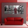 Quadro Decorativo Cidade Inglaterra Londres Salas Interiores Mosaico 5 Peças Com Moldura - 5