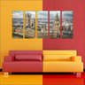 Quadro Decorativo Cidade Inglaterra Londres Salas Interiores Mosaico 5 Peças Com Moldura - 2