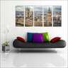 Quadro Decorativo Cidade Inglaterra Londres Salas Interiores Mosaico 5 Peças Com Moldura - 1