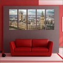 Ver imagem 4 de Quadro Decorativo Cidade Inglaterra Londres Salas Interiores Mosaico 5 Peças Com Moldura
