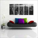 Ver imagem 1 de Quadro Decorativo Cidade Nova Iorque Ponte Salas Interiores Mosaico 5 Peças Com Moldura