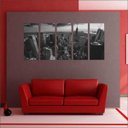 Ver imagem 2 de Quadro Decorativo Cidade Nova Iorque Ponte Salas Interiores Mosaico 5 Peças Com Moldura