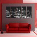 Ver imagem 3 de Quadro Decorativo Cidade Nova Iorque Ponte Salas Interiores Mosaico 5 Peças Com Moldura
