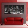 Quadro Decorativo Cidade Nova Iorque Ponte Salas Interiores Mosaico 5 Peças Com Moldura - 3