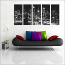 Ver imagem 4 de Quadro Decorativo Cidade Nova Iorque Ponte Salas Interiores Mosaico 5 Peças Com Moldura