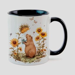 Caneca Branca com Interna Preta Y5 Capivara Girassol 10 - 1
