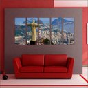 Ver imagem 2 de Quadro Decorativo Cidade Rio De Janeiro Salas Interiores Mosaico 5 Peças Com Moldura