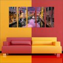 Ver imagem 2 de Quadro Decorativo Cidade Veneza Itália Salas Interiores Mosaico 5 Peças Com Moldura