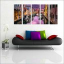 Ver imagem 1 de Quadro Decorativo Cidade Veneza Itália Salas Interiores Mosaico 5 Peças Com Moldura