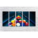 Ver imagem 3 de Quadro Decorativo Sinuca Bilhar Salas De Jogos Interiores Mosaico 5 Peças Com Moldura