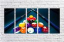 Ver imagem 3 de Quadro Decorativo Sinuca Bilhar Salas De Jogos Interiores Mosaico 5 Peças Com Moldura