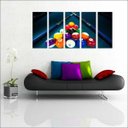 Ver imagem 1 de Quadro Decorativo Sinuca Bilhar Salas De Jogos Interiores Mosaico 5 Peças Com Moldura