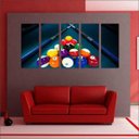 Ver imagem 5 de Quadro Decorativo Sinuca Bilhar Salas De Jogos Interiores Mosaico 5 Peças Com Moldura