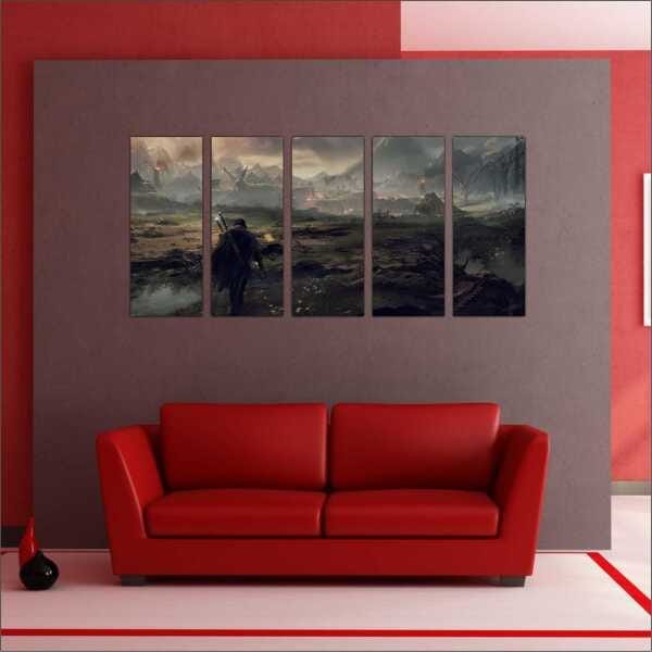 Quadro Decorativo Senhor Dos Anéis Cinema Filmes Salas Interiores Com 5 Peças Moldura - 5