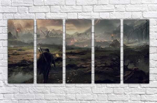 Quadro Decorativo Senhor Dos Anéis Cinema Filmes Salas Interiores Com 5 Peças Moldura - 1
