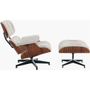 Ver imagem 1 de Poltrona Charles Eames com Banqueta Madeira Pau-ferro em Couro Legítimo Branco