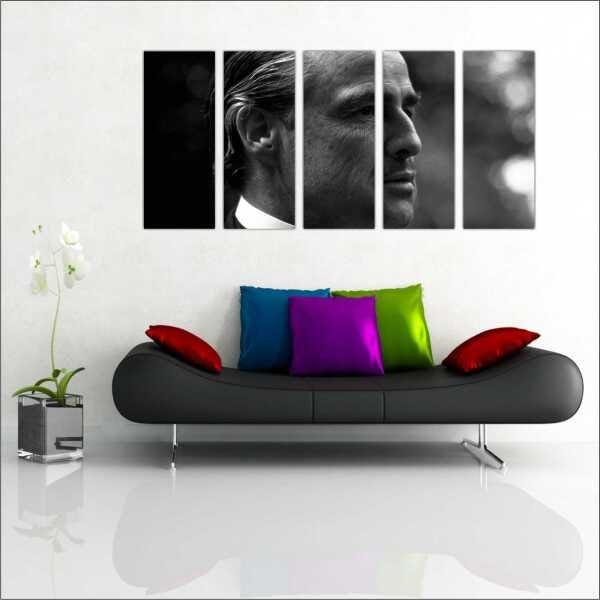 Quadro Decorativo Cinema Poderoso Chefão Filmes Salas Interiores Mosaico 5 Peças Com Moldura - 1