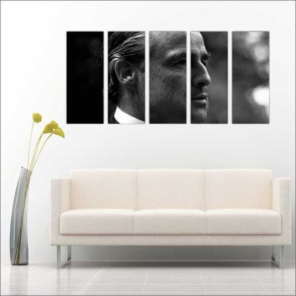 Quadro Decorativo Cinema Poderoso Chefão Filmes Salas Interiores Mosaico 5 Peças Com Moldura - 3