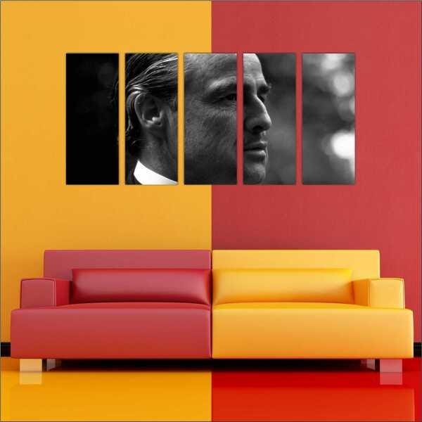 Quadro Decorativo Cinema Poderoso Chefão Filmes Salas Interiores Mosaico 5 Peças Com Moldura - 2