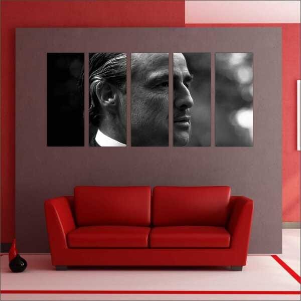 Quadro Decorativo Cinema Poderoso Chefão Filmes Salas Interiores Mosaico 5 Peças Com Moldura - 5