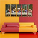 Ver imagem 2 de Quadro Decorativo Santa Ceia Jesus Apóstolos Religiosidade Salas Interiores 5 Peças Com Moldura