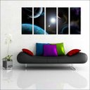 Ver imagem 3 de Quadro Decorativo Universo Planetas Galáxias Estrelas Cosmos Espaço Mosaico 5 Peças Com Moldura