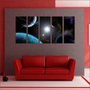 Ver imagem 2 de Quadro Decorativo Universo Planetas Galáxias Estrelas Cosmos Espaço Mosaico 5 Peças Com Moldura